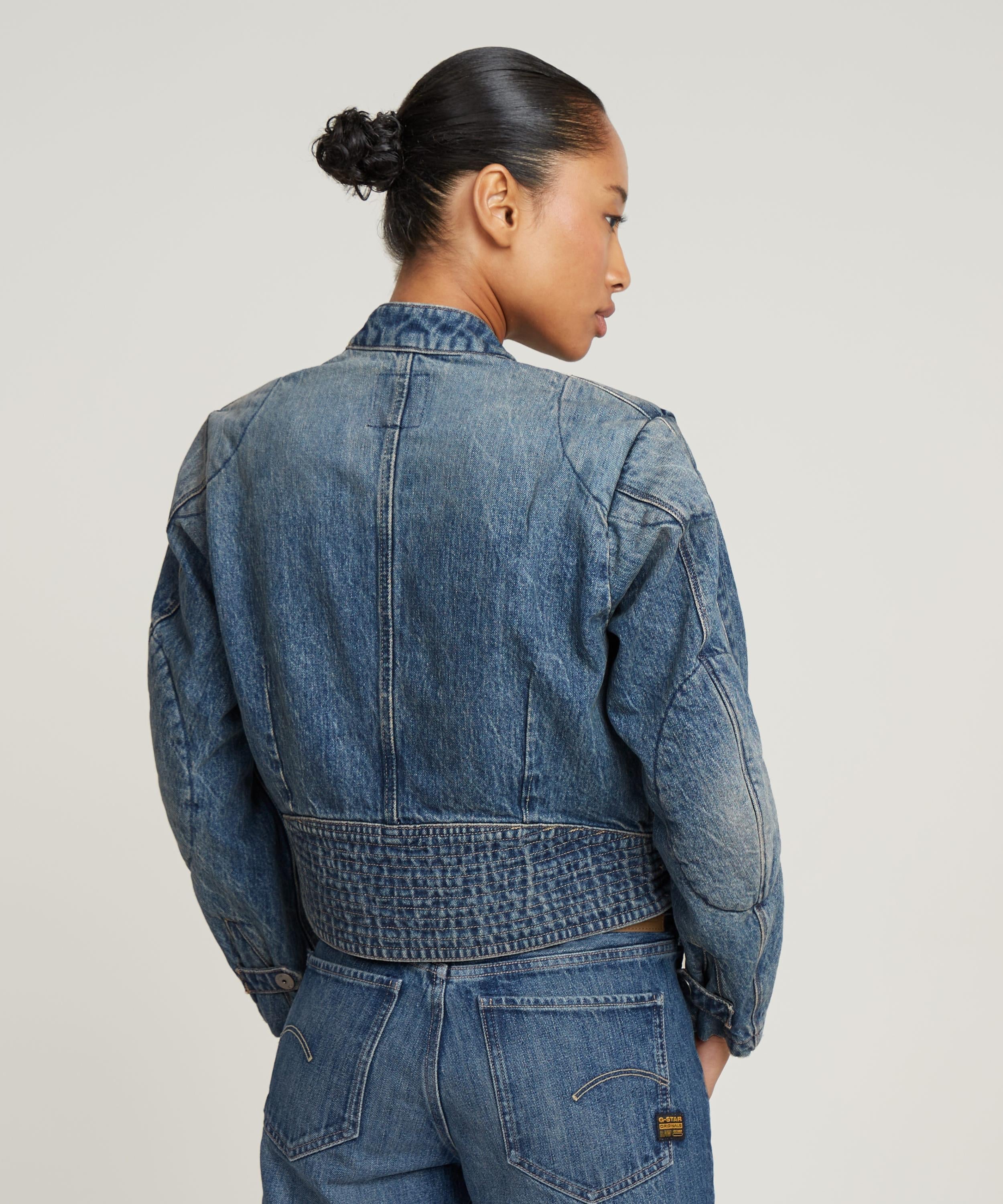 【公式ショップ】SHORT MOTO JACKET/デニムライダースジャケット ジースターロゥ ジャケット・アウター ライダースジャケット ブルー