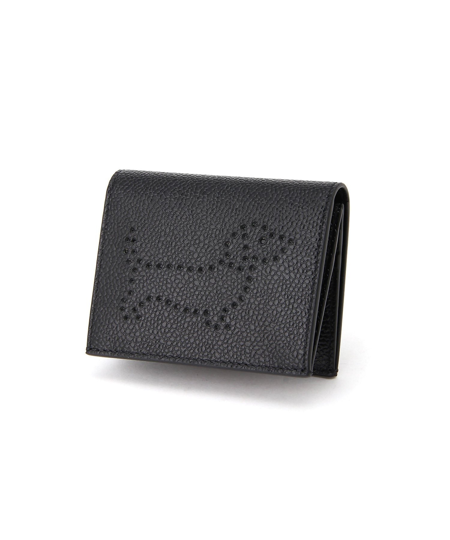 THOM BROWNE DOUBLE CARD HOLDER W/ PERFORATED HECTOR トムブラウン 財布・ポーチ・ケース 名刺入れ・カードケース ブラック【送料無料】