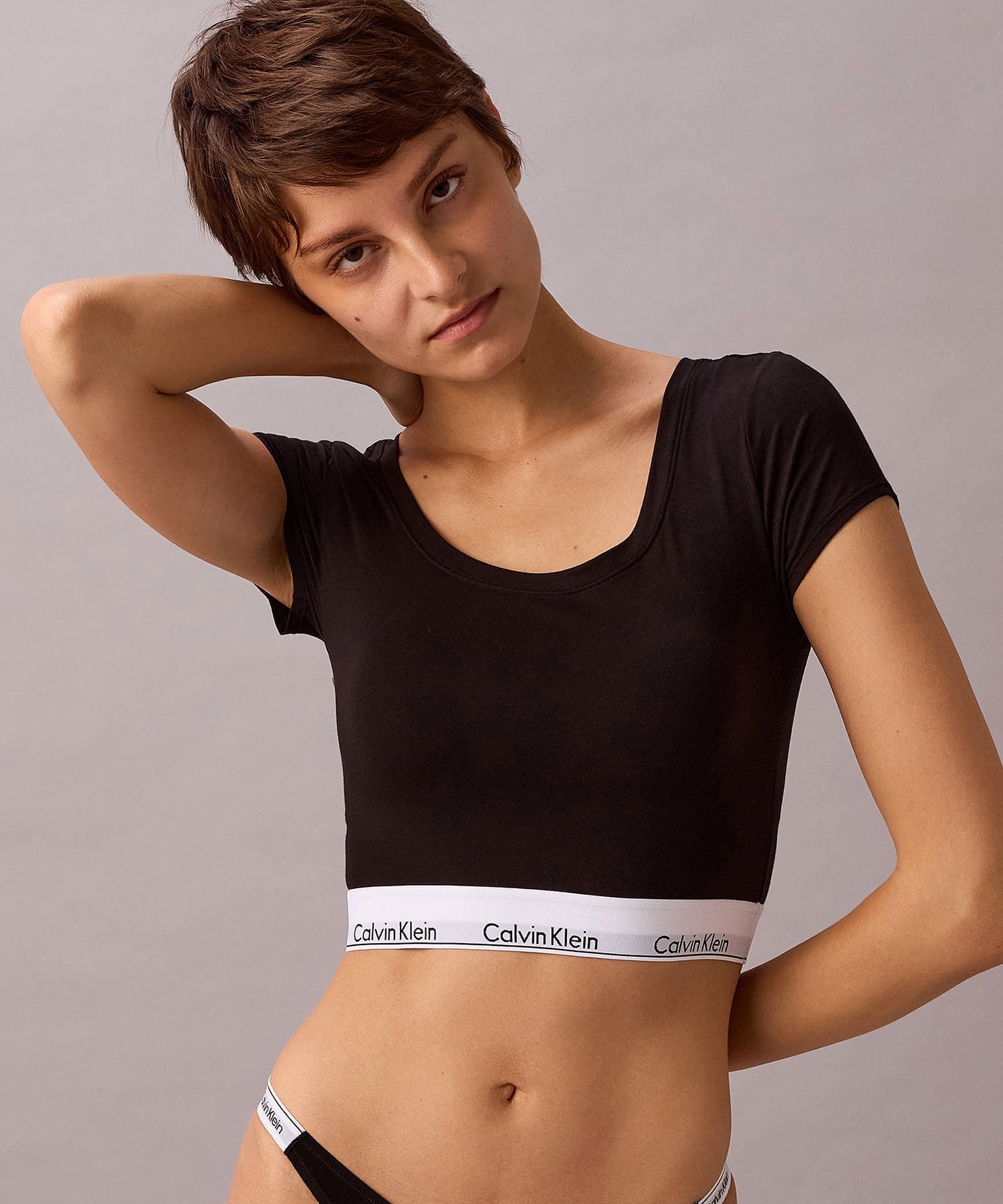 Calvin Klein Underwear Calvin Klein Underwear/(W)【公式ショップ】 カルバンクライン ブラレット - Icon Cotton Modal Tシャツブラレット Calvin Klein Underwear QF8066AD カルバン・クライン インナー・ルームウェア ブラジャー グレー ブラック【送料無料】