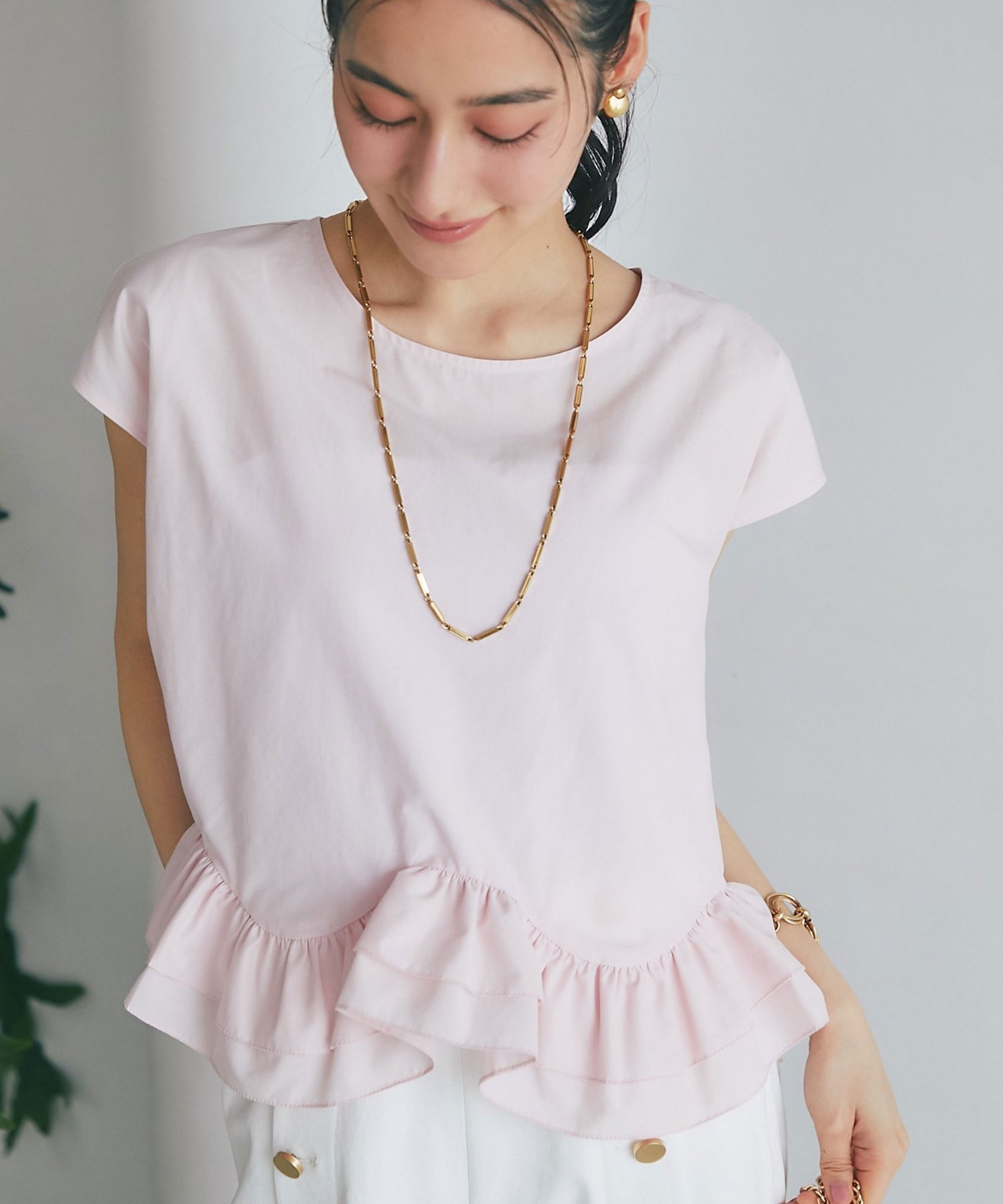 La boutique BonBon 【360°魅力UP!】ランダムペプラムフレンチブラウス ラブティックボンボン トップス シャツ・ブラウス ブルー ホワイト ピンク