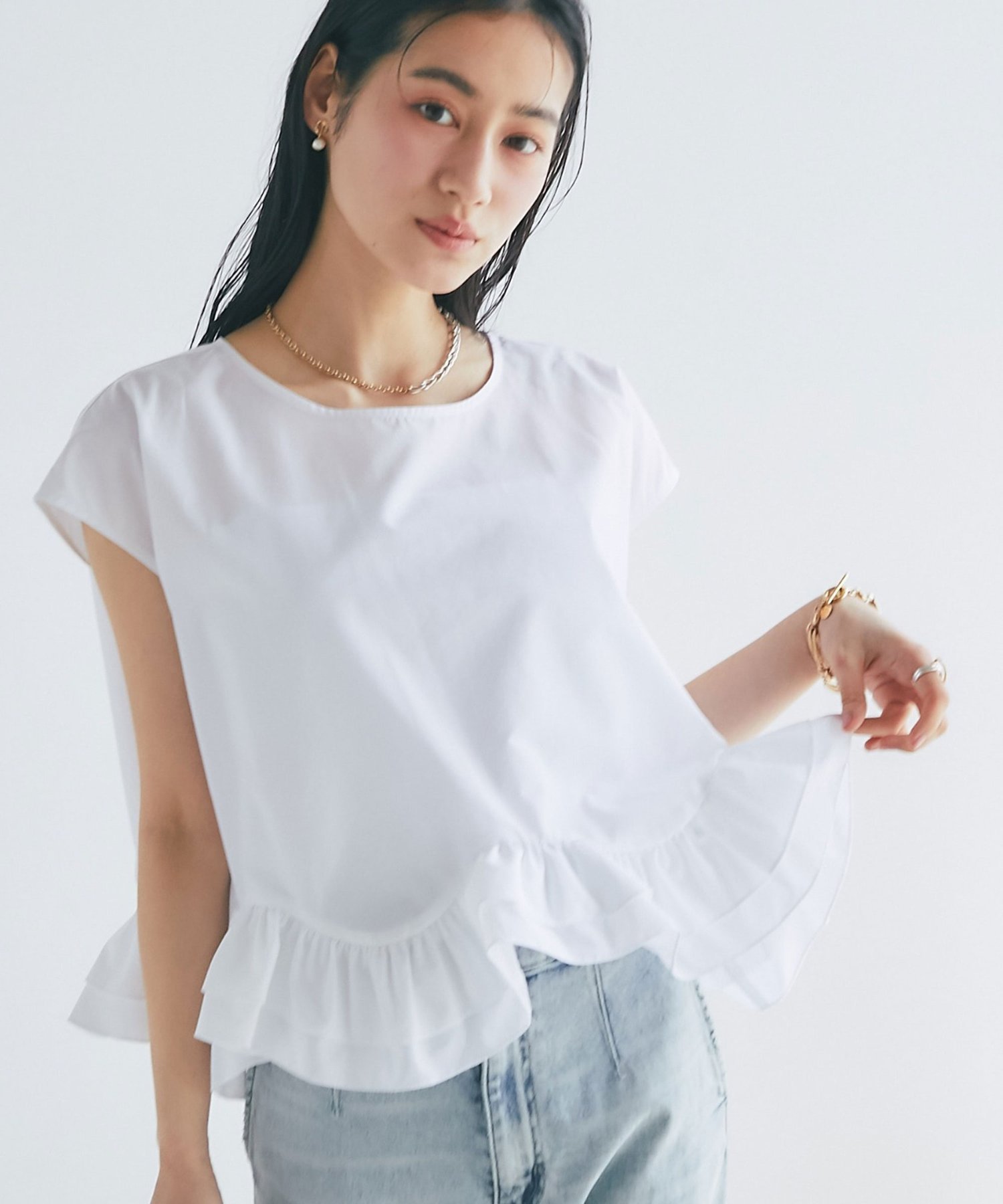 La boutique BonBon 【360°魅力UP!】ランダムペプラムフレンチブラウス ラブティックボンボン トップス シャツ・ブラウス ブルー ホワイト ピンク