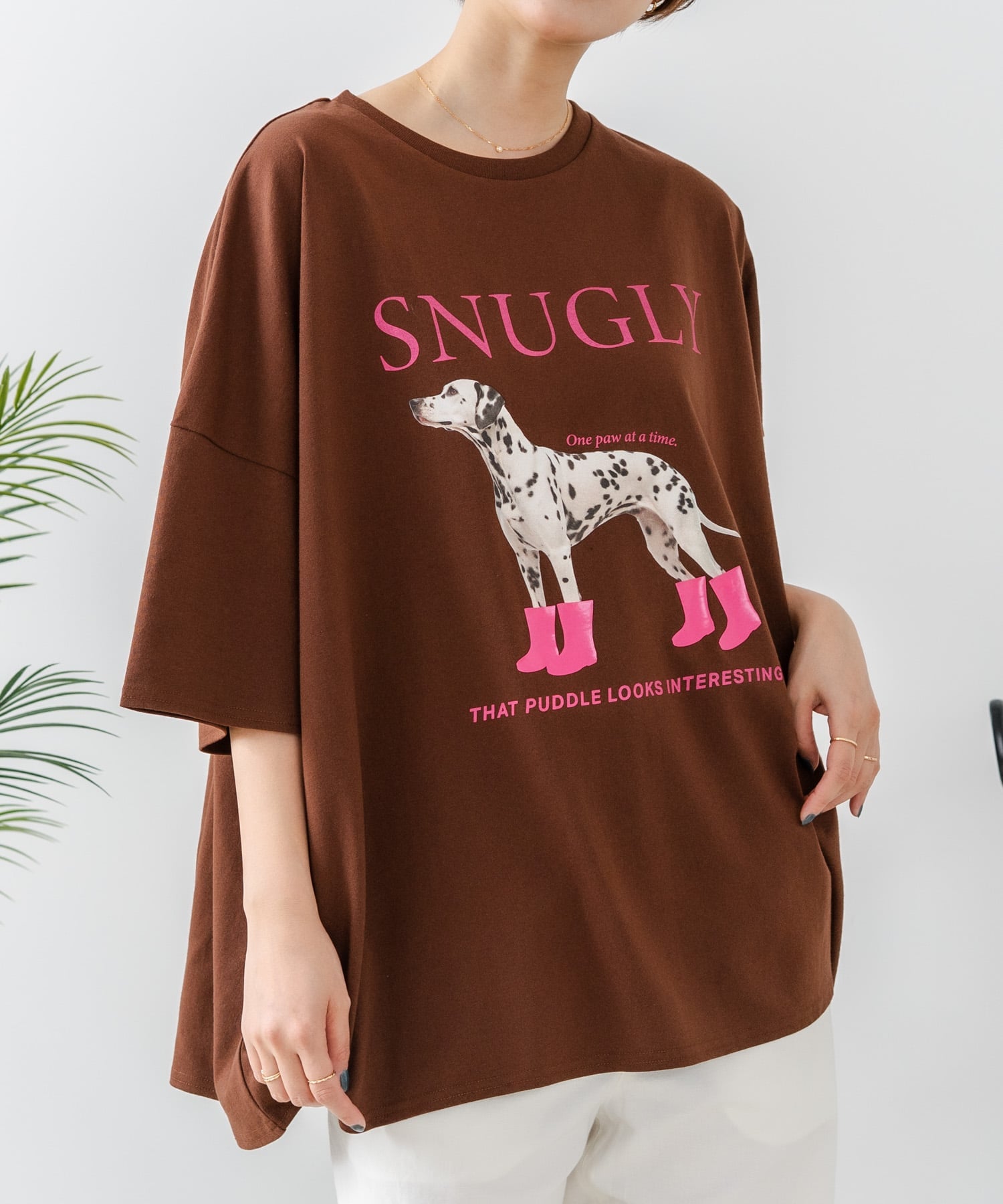 C-FORT POINT C-FORT POINT/(W)DOG スーパー BIG Tシャツ ジーンズメイト トップス カットソー・Tシャツ ブラウン グレー ホワイト