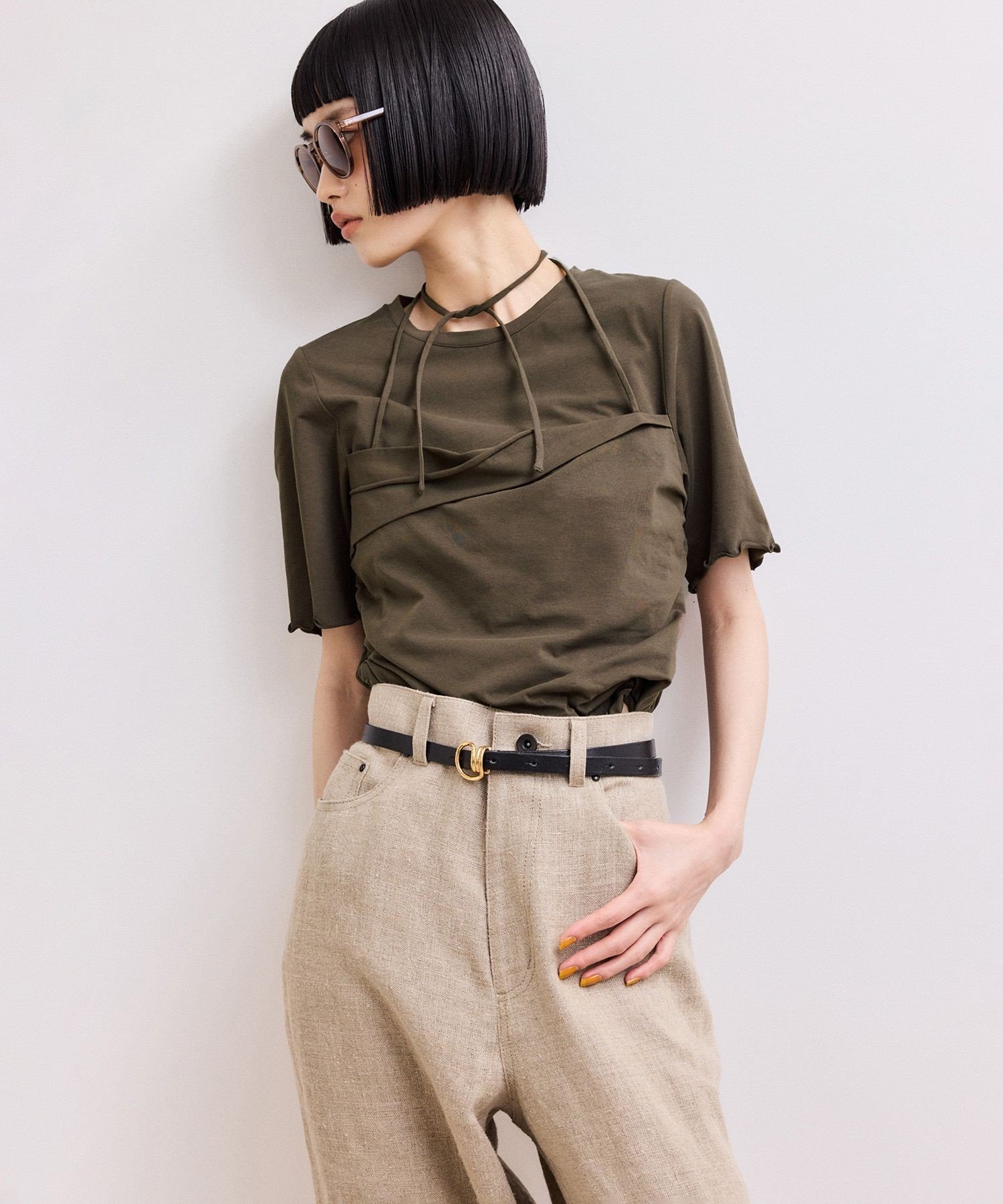 【WEB限定】ベアトップレイヤードカットソー アダムエロペ トップス カットソー・Tシャツ ホワイト ネイビー