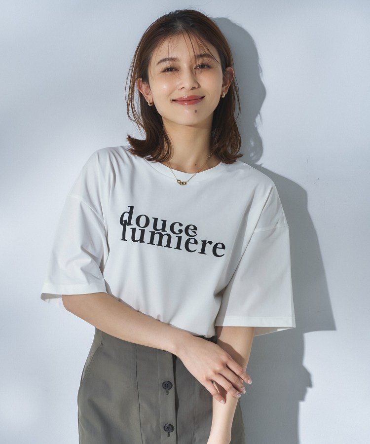 UNTITLED コットンロゴTシャツ アンタイトル トップス カットソー・Tシャツ ホワイト グレー ブラウン パープル