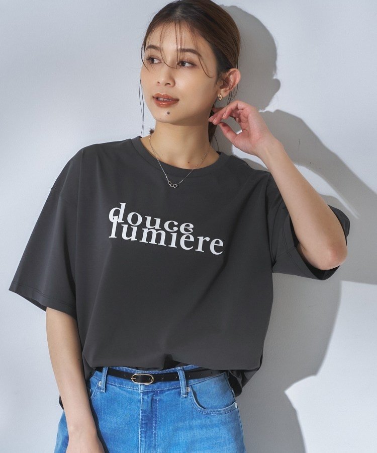 UNTITLED コットンロゴTシャツ アンタイトル トップス カットソー・Tシャツ ホワイト グレー ブラウン パープル
