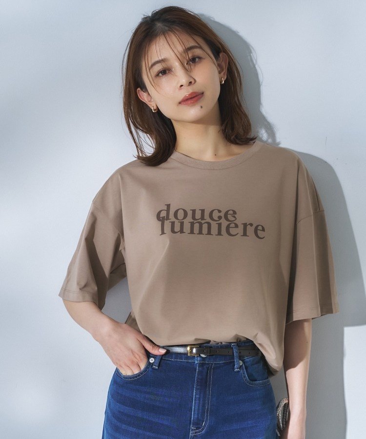 UNTITLED コットンロゴTシャツ アンタイトル トップス カットソー・Tシャツ ホワイト グレー ブラウン パープル