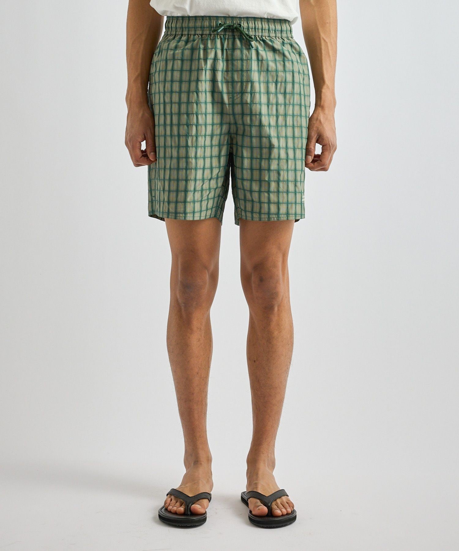 Timothy Check Swim Short サタデーズ ニューヨークシティ パンツ その他のパンツ ブラウン グリーン