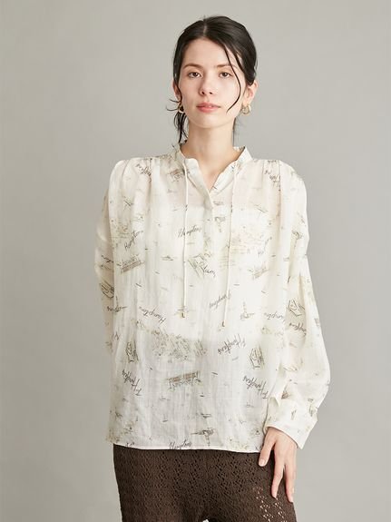 【SALE／50%OFF】Mila Owen 【ウォッシャブル】プリントギャザーデザインスキッパーブラウス ミラオーウェン トップス シャツ・ブラウス【送料無料】 stylife-15705187 Rakuten Fashion サンプル画像3
