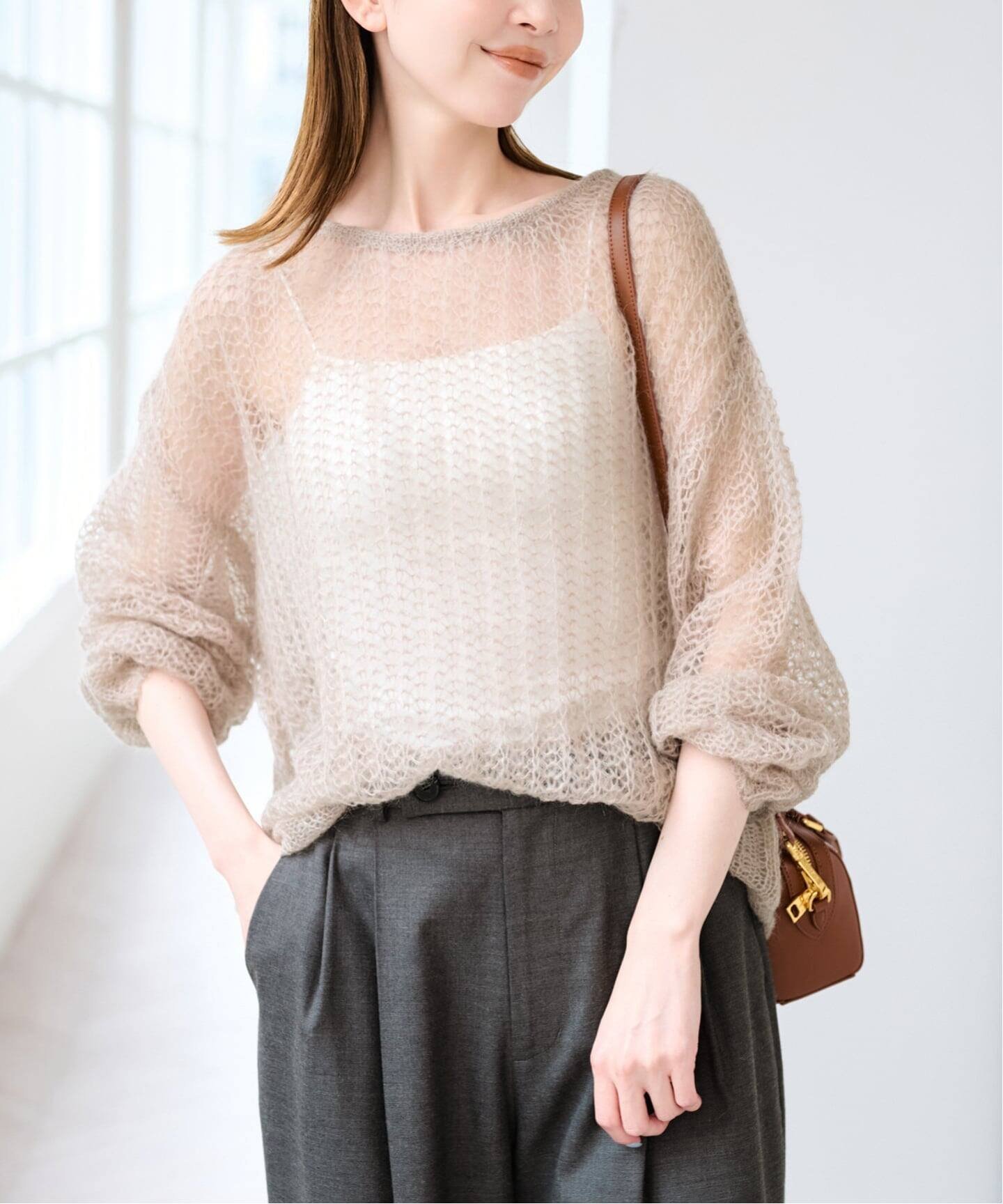 U by SPICK&SPAN 《予約》モヘヤブレンドニット ユーバイスピックアンドスパン トップス ニット ベージュ ピンク グリーン【送料無料】