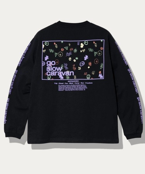 USA/C スクエアLOGOバックプリント ロングスリーブTEE (MENS) ゴースローキャラバン トップス カットソー・Tシャツ オレンジ ブラック ホワイト