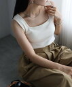 【SALE/42%OFF】mitis mitis/(W)カップ付き スクエアネック ワイドリブタンクトップ リラクロ トップス ノースリーブ・タンクトップ ブラ...