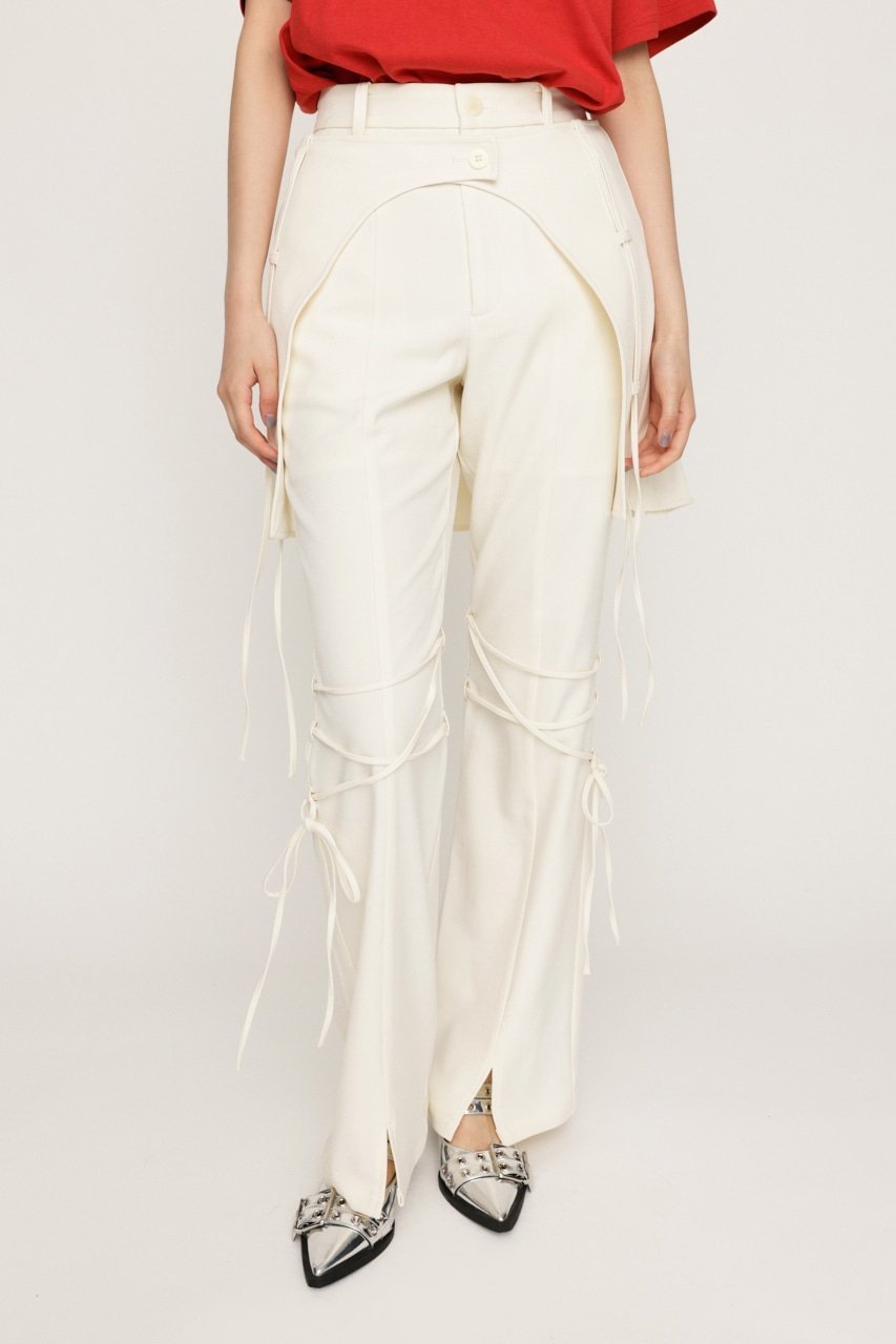 SLY PLEATS LAYERED FLARE パンツ スライ パンツ その他のパンツ ホワイト グレー