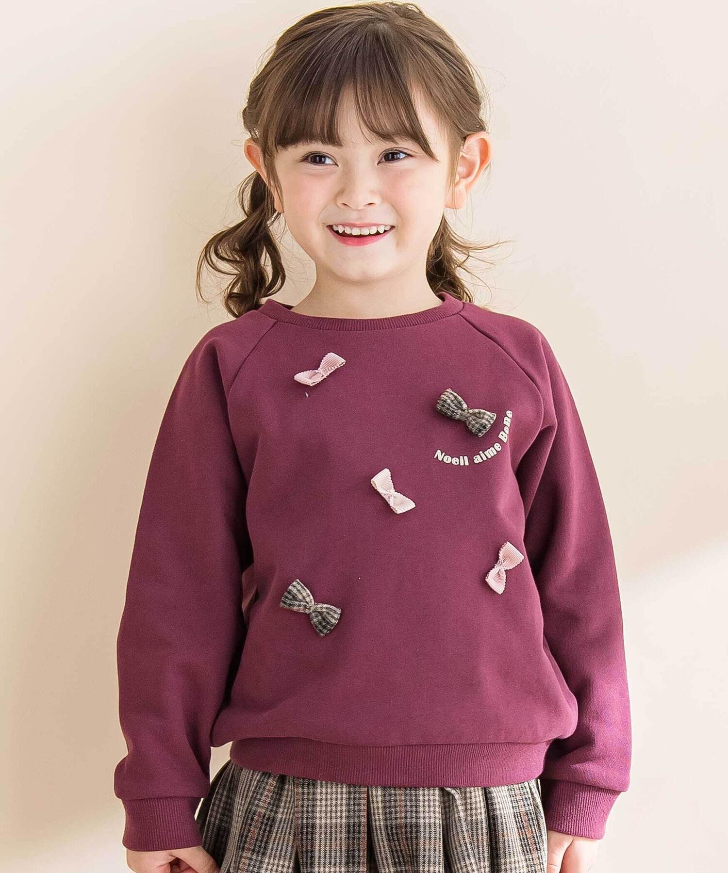 Noeil aime BeBe 裏毛起毛リボン付きトレーナー(80~130cm) ベベ オンライン ストア トップス スウェッ..