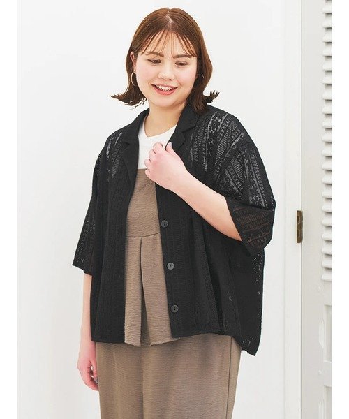 Re-J&SUPURE レース開襟シャツ リジェイアンドスプル トップス シャツ・ブラウス ホワイト