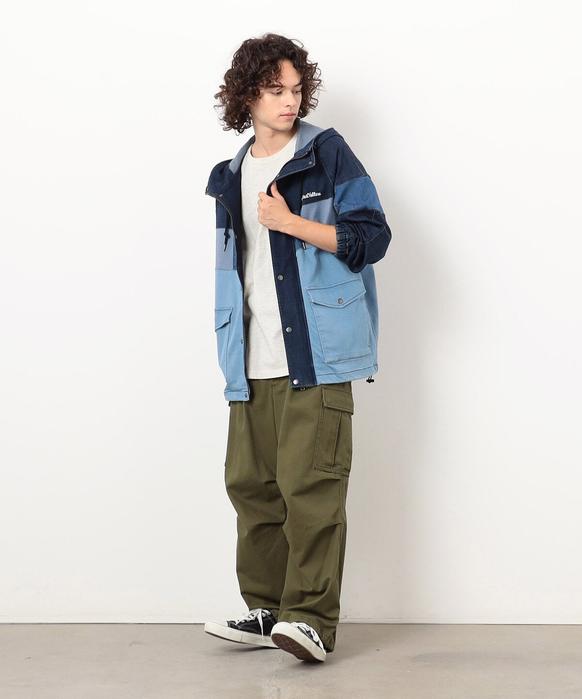 【SALE／10%OFF】Purple&Yellow デニム配色マウンテンパーカ コムサイズム ジャケット・アウター マウンテンパーカー ブラック ネイビー【送料無料】