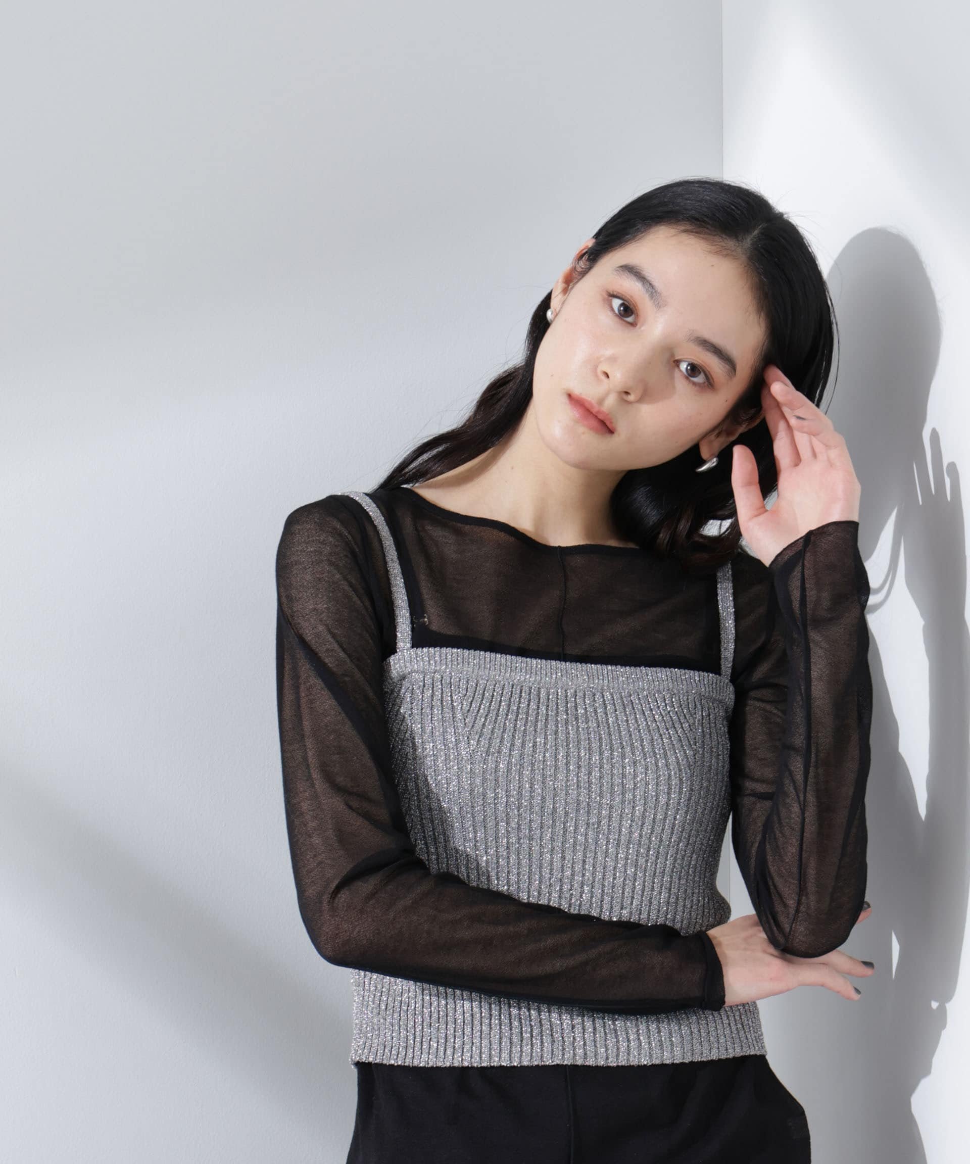 【SALE／40%OFF】NANO universe グリッターラメニット2wayビスチェ(セットアップ可) ナノユニバース ト..