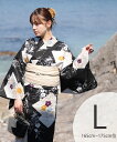 utatane utatane 浴衣3点セット ブラックに松皮菱取と桔梗 Lサイズ ウタタネ 着物・浴衣・和装小物 浴衣 ブラック【送料無料】