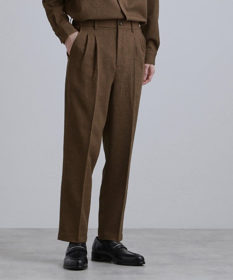 tk.TAKEO KIKUCHI 【セットアップ対応】テッククレープルーズテーパードパンツ ティーケータケオキクチ パンツ その他のパンツ ブラウン ベージュ グレー ブラック