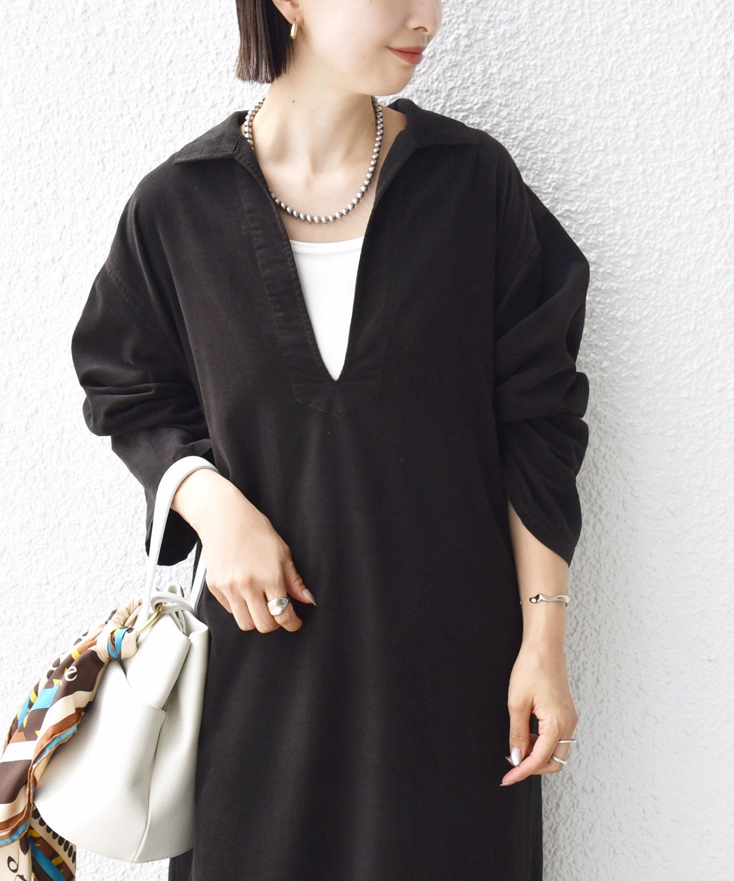 SHIPS WOMEN 《予約》【WEB限定】＜洗濯機可能＞スキッパー コーデュロイ ワンピース シップス ワンピース・ドレス ワンピース グレー ブラウン【送料無料】のサムネイル