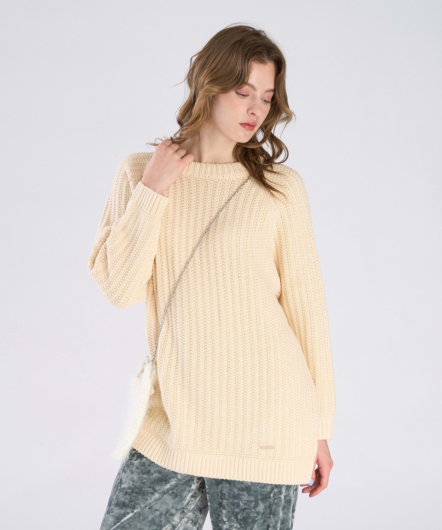 . 【Outlet】ラグランスリーブ ニット プルオーバー アニエスベー トップス ニット ホワイト