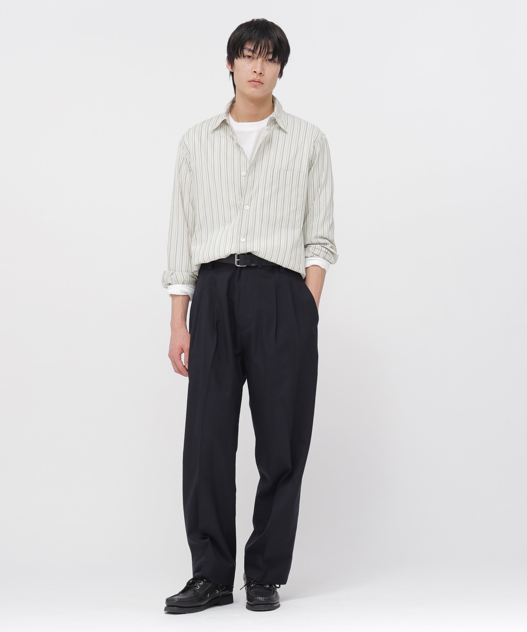MARGARET HOWELL COTTON SILK STRIPE SHIRT マーガレット・ハウエル トップス シャツ・ブラウス ホワイト