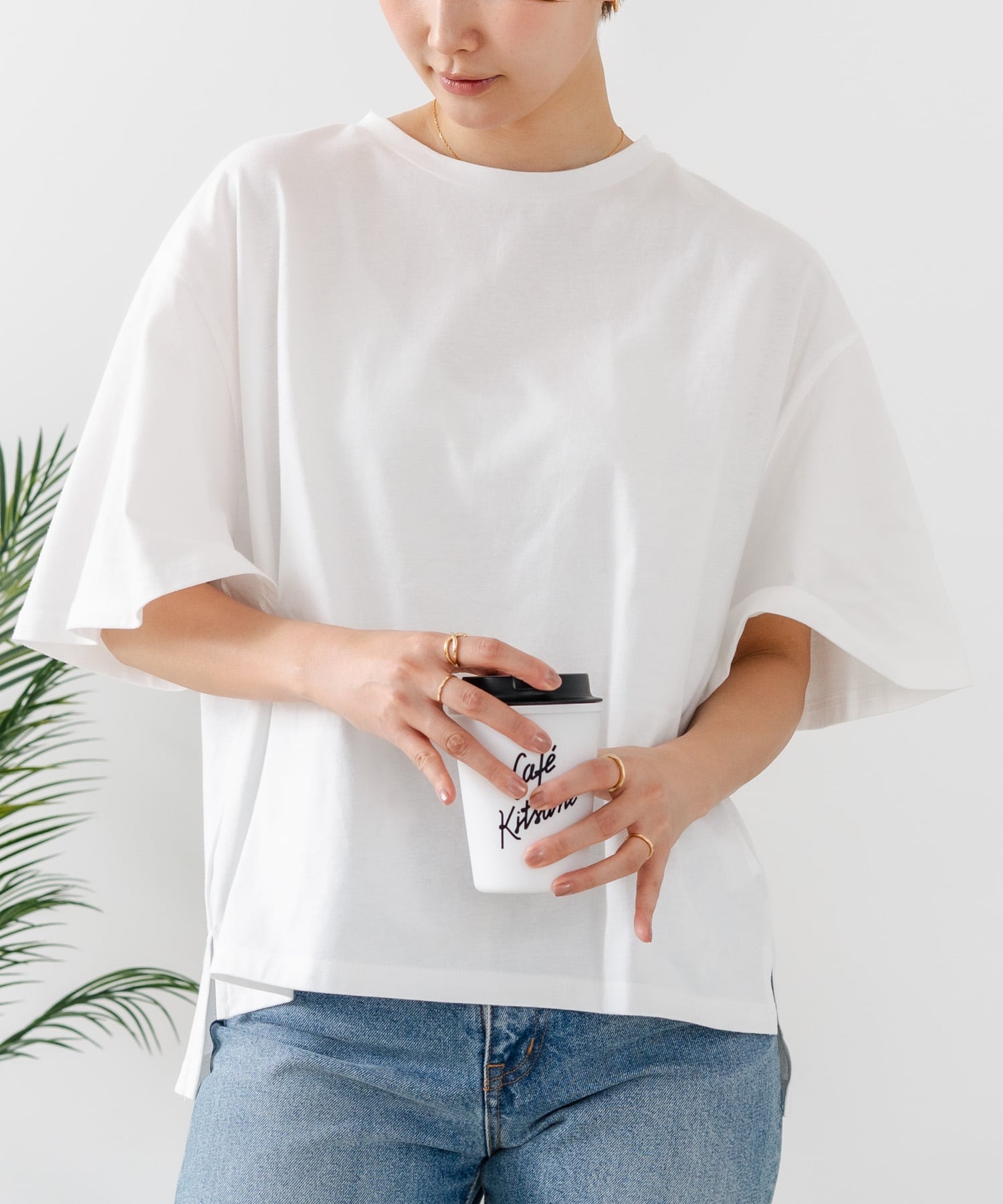 C-FORT POINT C-FORT POINT/(W)ベルスリーブ オーバーサイズ Tシャツ ルーズ シルエット レディース シンプル 華奢見え 半袖 綿100% 二の腕 カバー 春 夏 ジーンズメイト トップス カットソー・Tシャツ グリーン ホワイト ブルー ブラック