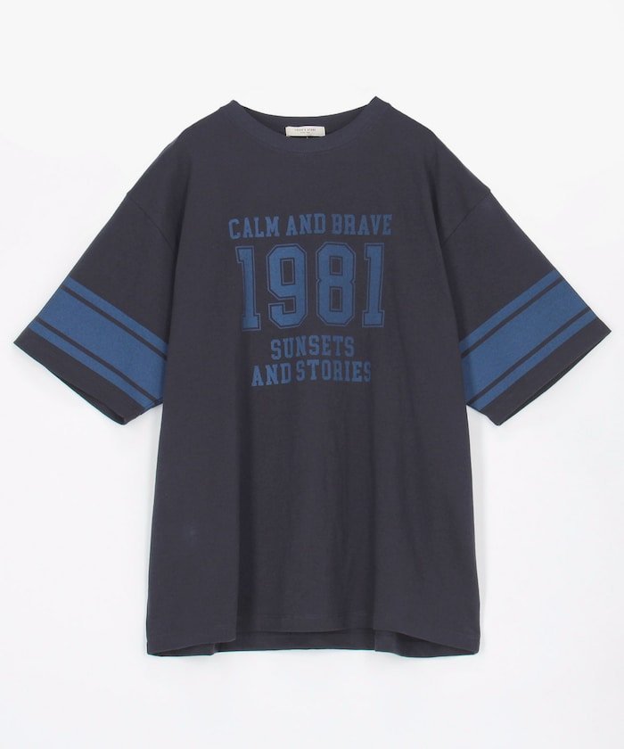カレッジ ナンバリングTシャツ フリークスストア トップス カットソー・Tシャツ ネイビー ホワイト