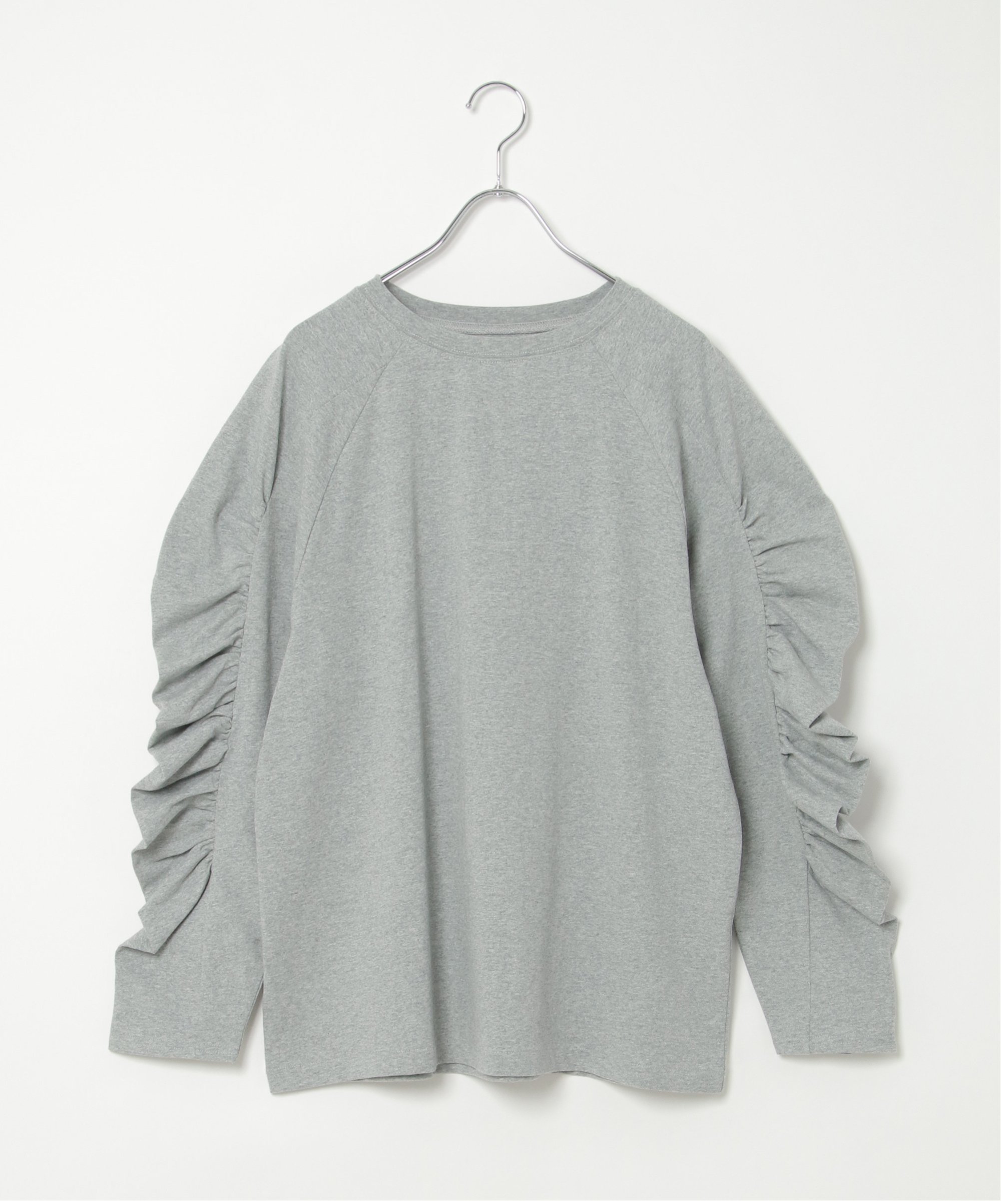 【SALE／10%OFF】VENCE share style 天竺袖ギャザーラグランT ヴァンス エクスチェンジ トップス カットソー・Tシャツ グレー ホワイト ブラック ブルー【送料無料】のサムネイル