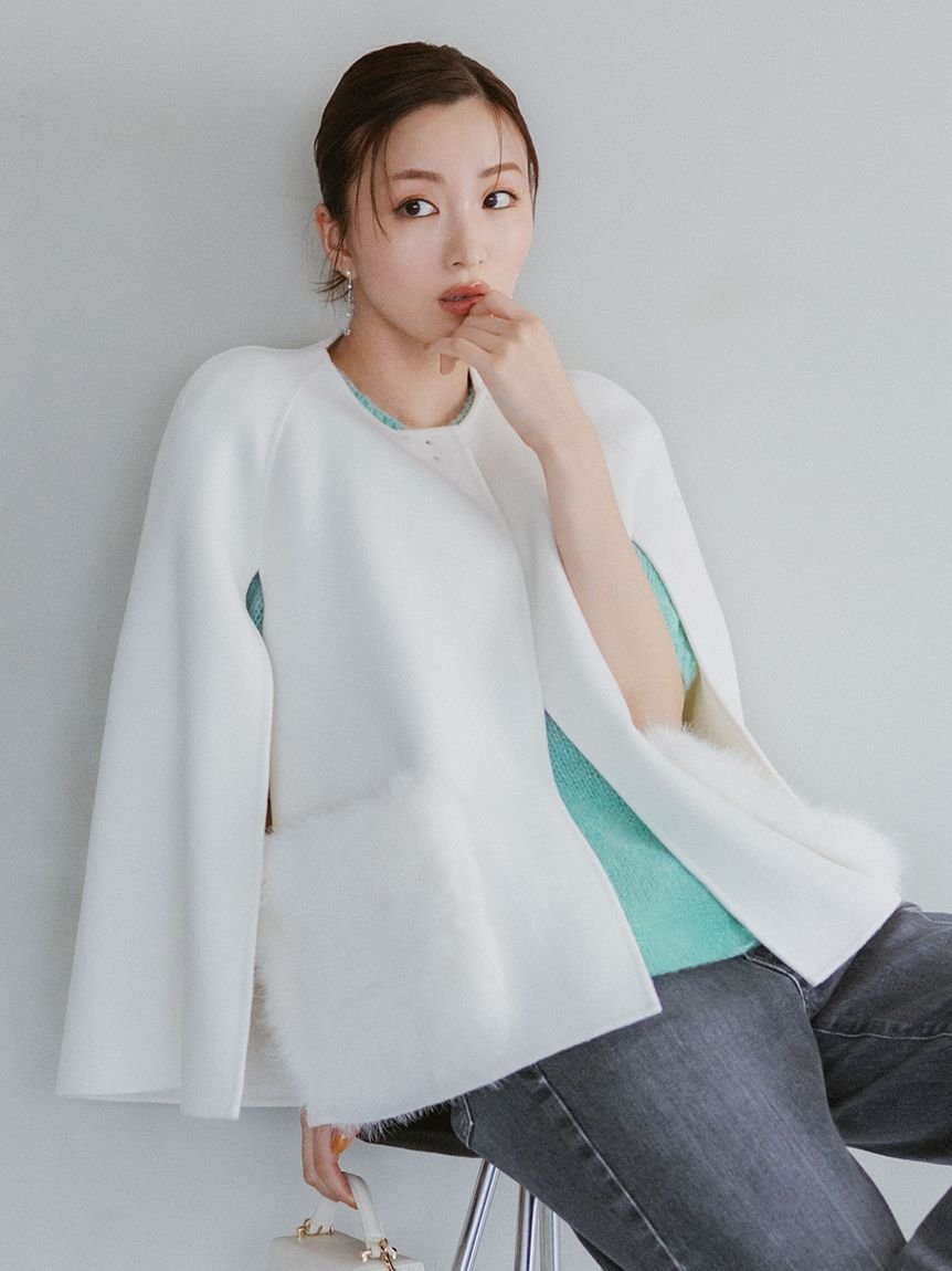 CELFORD ファーポケットケープジャケット セルフォード ジャケット・アウター テーラードジャケット・ブレザー ホワイト ブラウン ベージュ【送料無料】のサムネイル