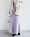 andme フェイクウール 切り替え マーメイドスカート アンドミー スカート ロング・マキシスカート ブラウン パープル【送料無料】