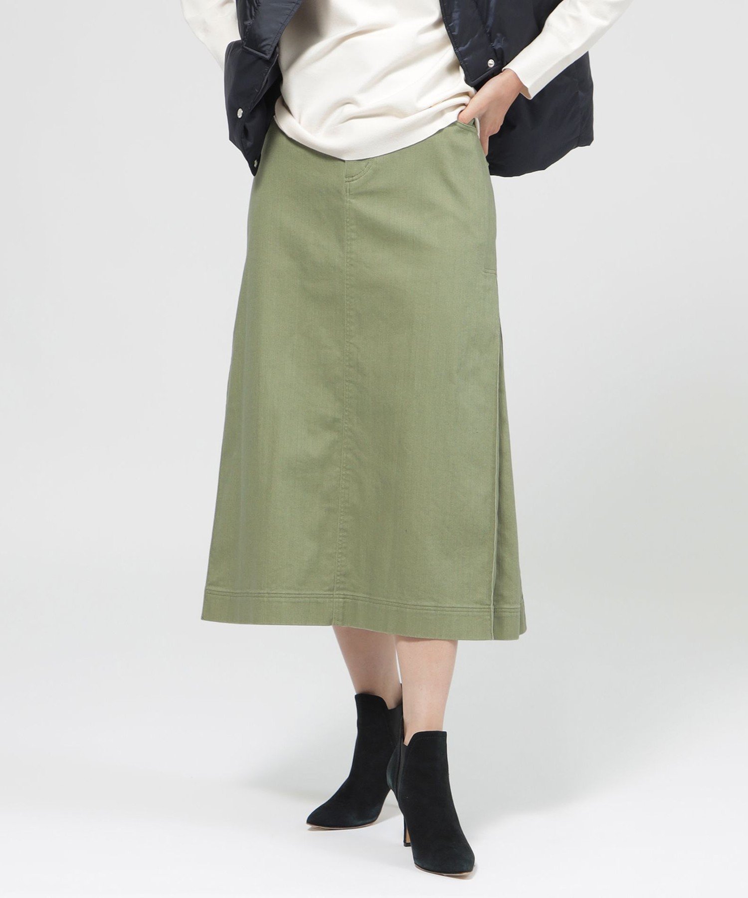 【SALE/57%OFF】EVEX by KRIZIA 【STORY掲載】【カタログ掲載品】【ウォッシャブル】ナチュラルストレッチデニムスカート エヴェックス バイ クリツィア スカート その他のスカート カーキグリーン ネイビー【送料無料】