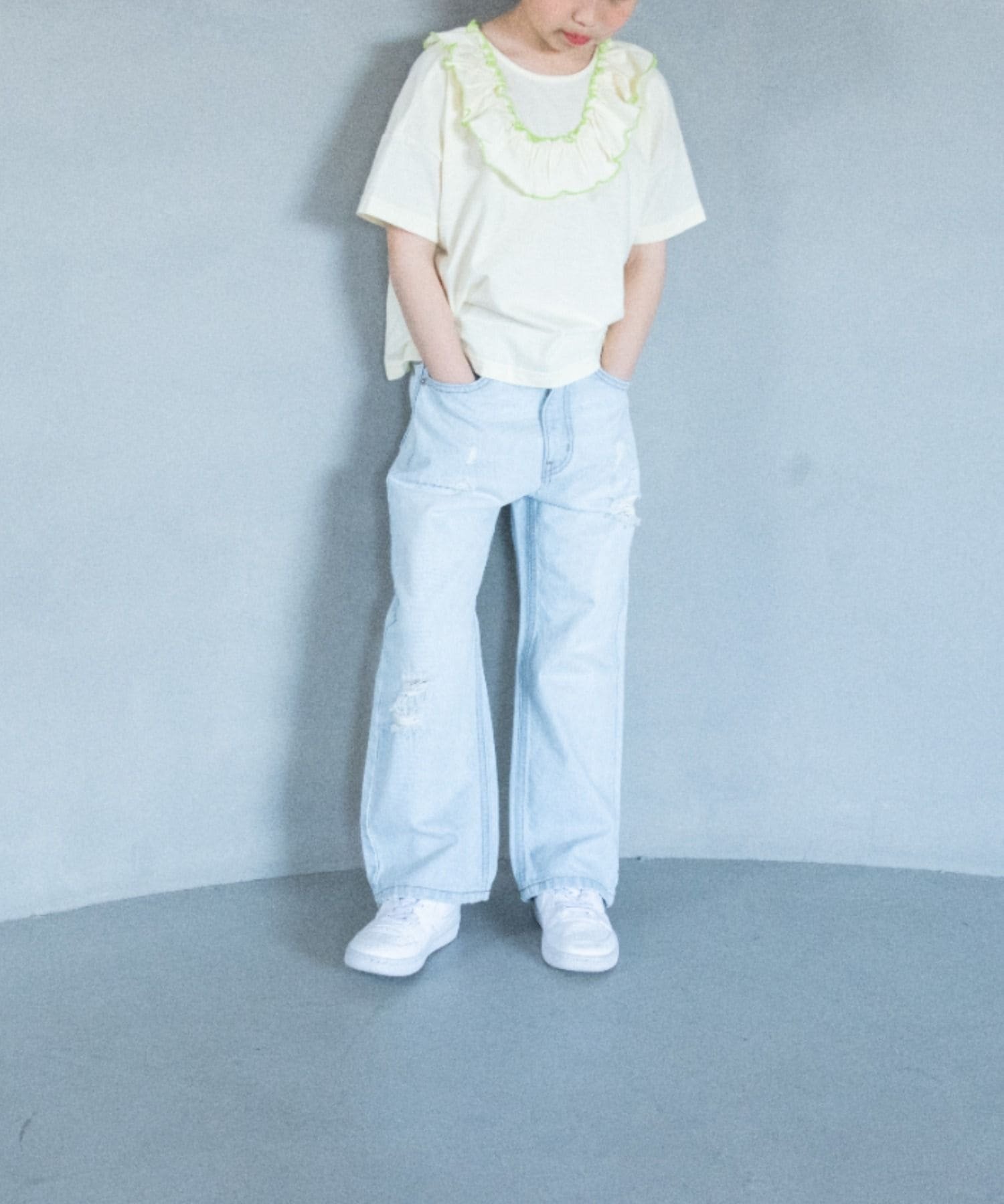 【SALE／52%OFF】LOWRYS FARM デニムストレートパンツ ローリーズファーム パンツ ジーンズ・デニムパンツ ネイビー ブルー グレーのサムネイル