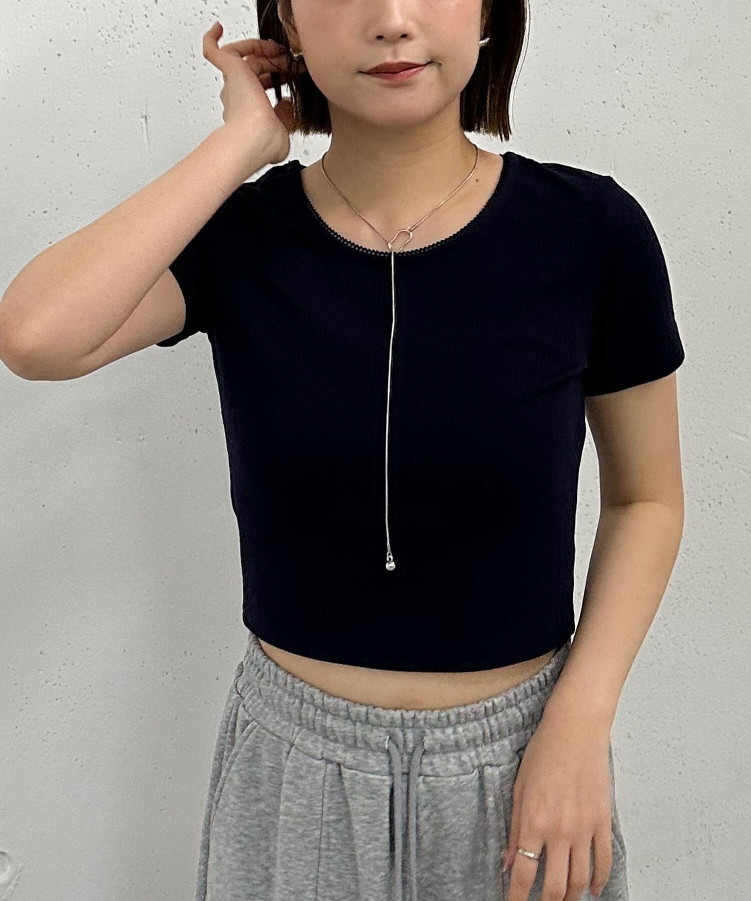 針抜きハートちびTee アルシーヴ トップス カットソー・Tシャツ レッド ネイビー ホワイト