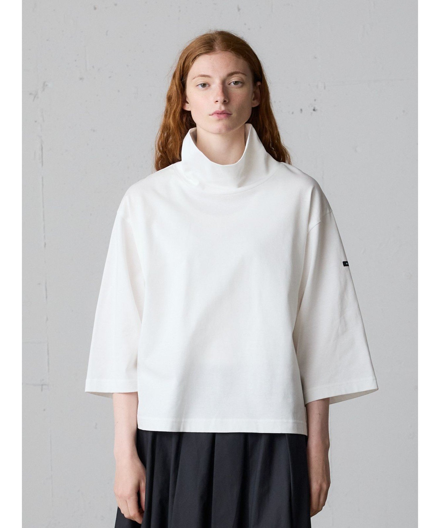 MidiUmi MidiUmi 7分袖ハイネックプルオーバー マーコート トップス カットソー・Tシャツ グレー ブラック ホワイト【送料無料】