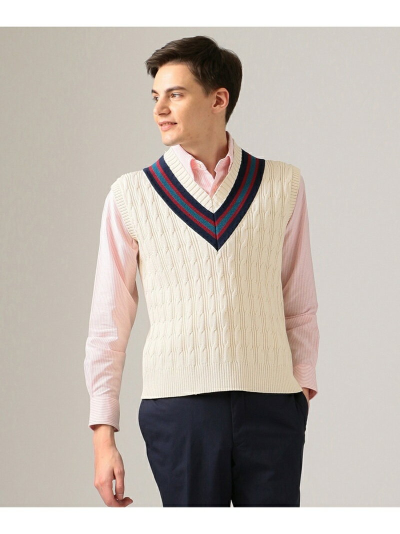 J. Press Cable Cricket Vest KROVKM0022: Ivory