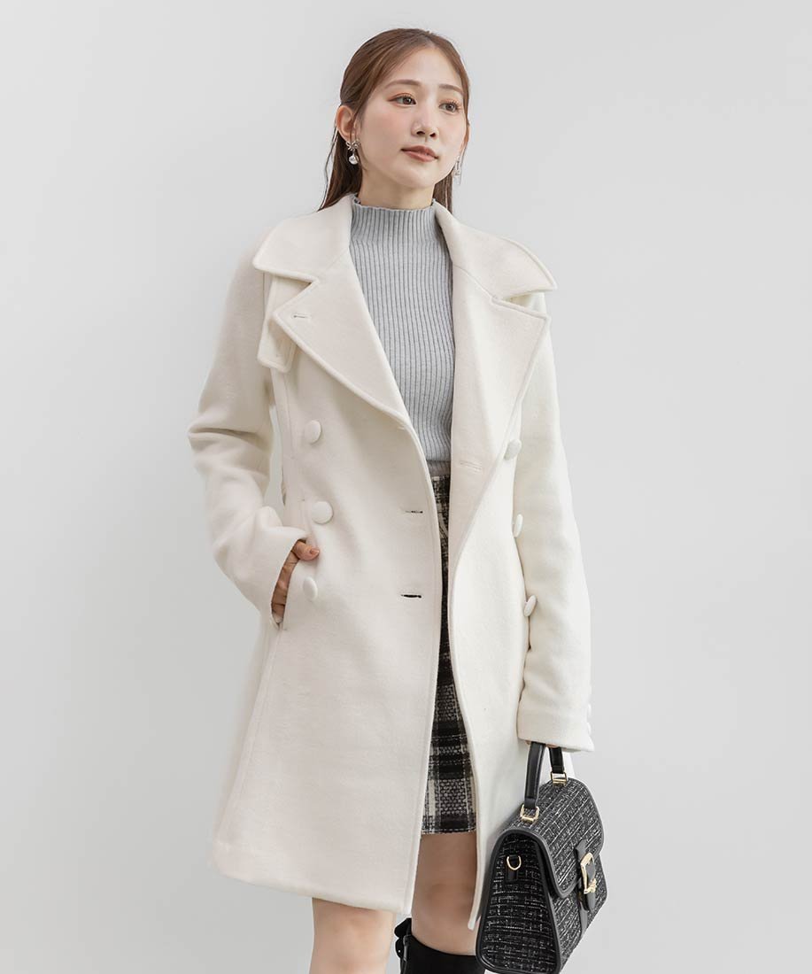 RANDA 2WAY ミドル丈フレアコート ランダ ジャケット・アウター その他のジャケット・アウター グレー ブラウン ホワイト【送料無料】のサムネイル