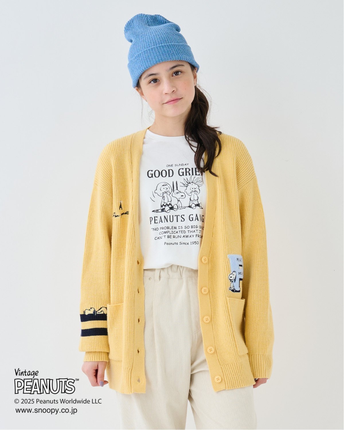 pom ponette junior 【130cmあり】【PEANUTS】レタードカーディガン×ロンTセット ナルミヤオンライン ..