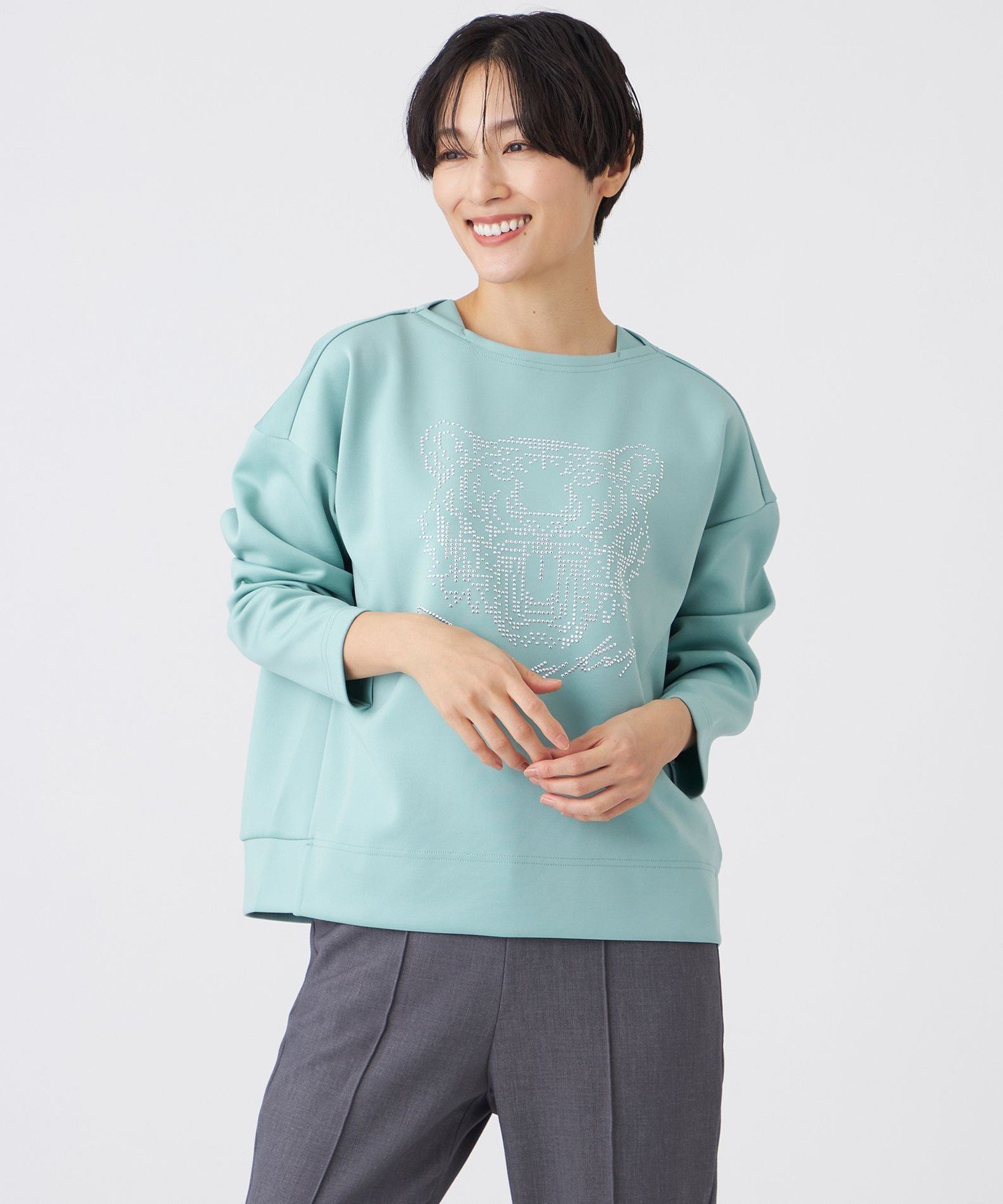 EVEX by KRIZIA 【ウォッシャブル】ホットフィットダンボールニットプルオーバー エヴェックス バイ クリツィア トップス カットソー・Tシャツ ブル...