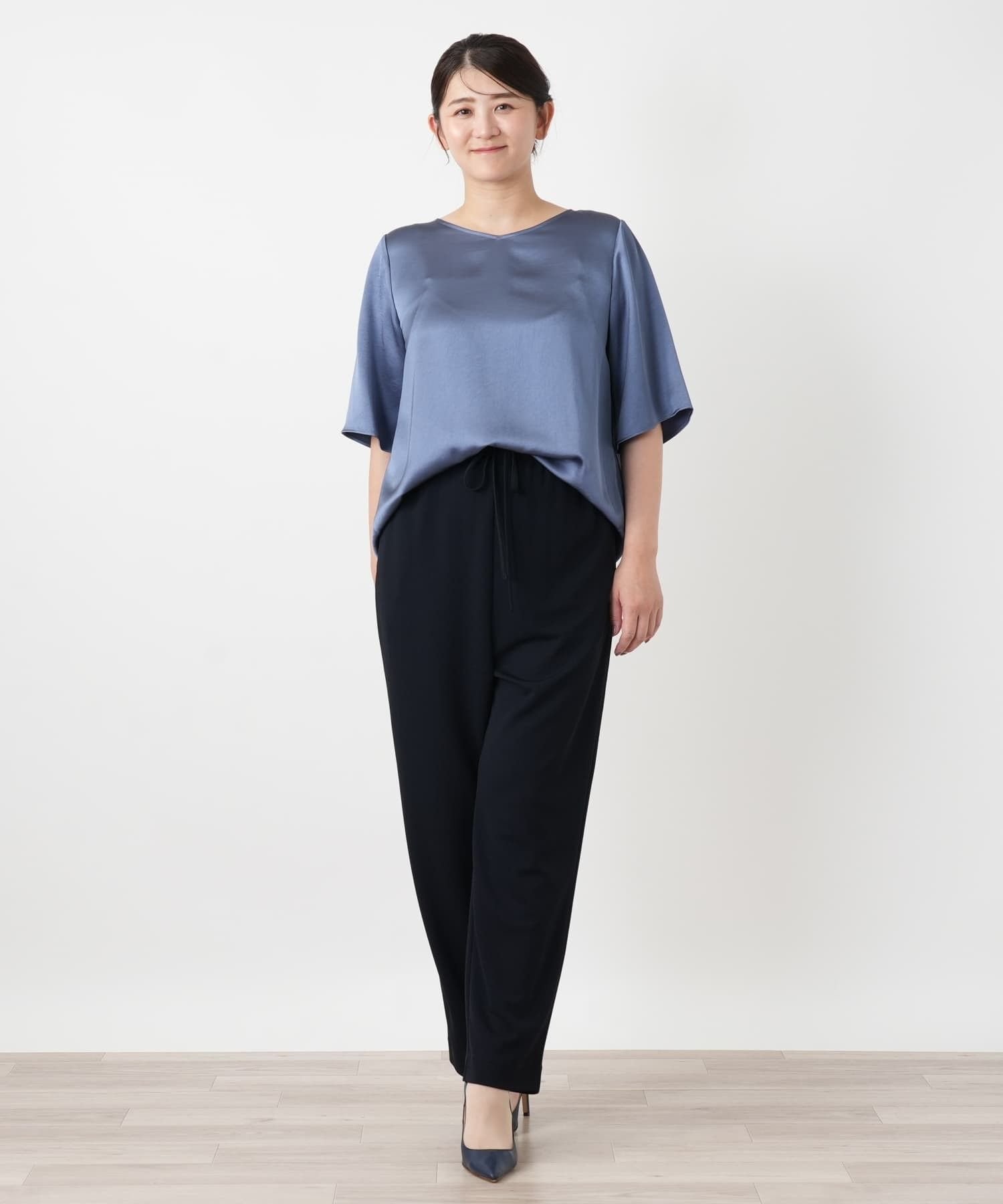 Leilian PLUS HOUSE パンツ【Leilian WHITE LABEL】 レリアン プラスハウス パンツ その他のパンツ ホワイト ネイビー