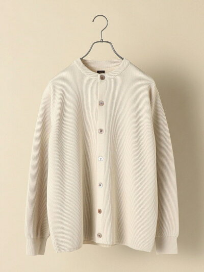 Hard Twist Wool Crewncek Cardigan 116-45-0215: Natural Hard Twist Wool Crewncek Cardigan 116-45-0215: Natural