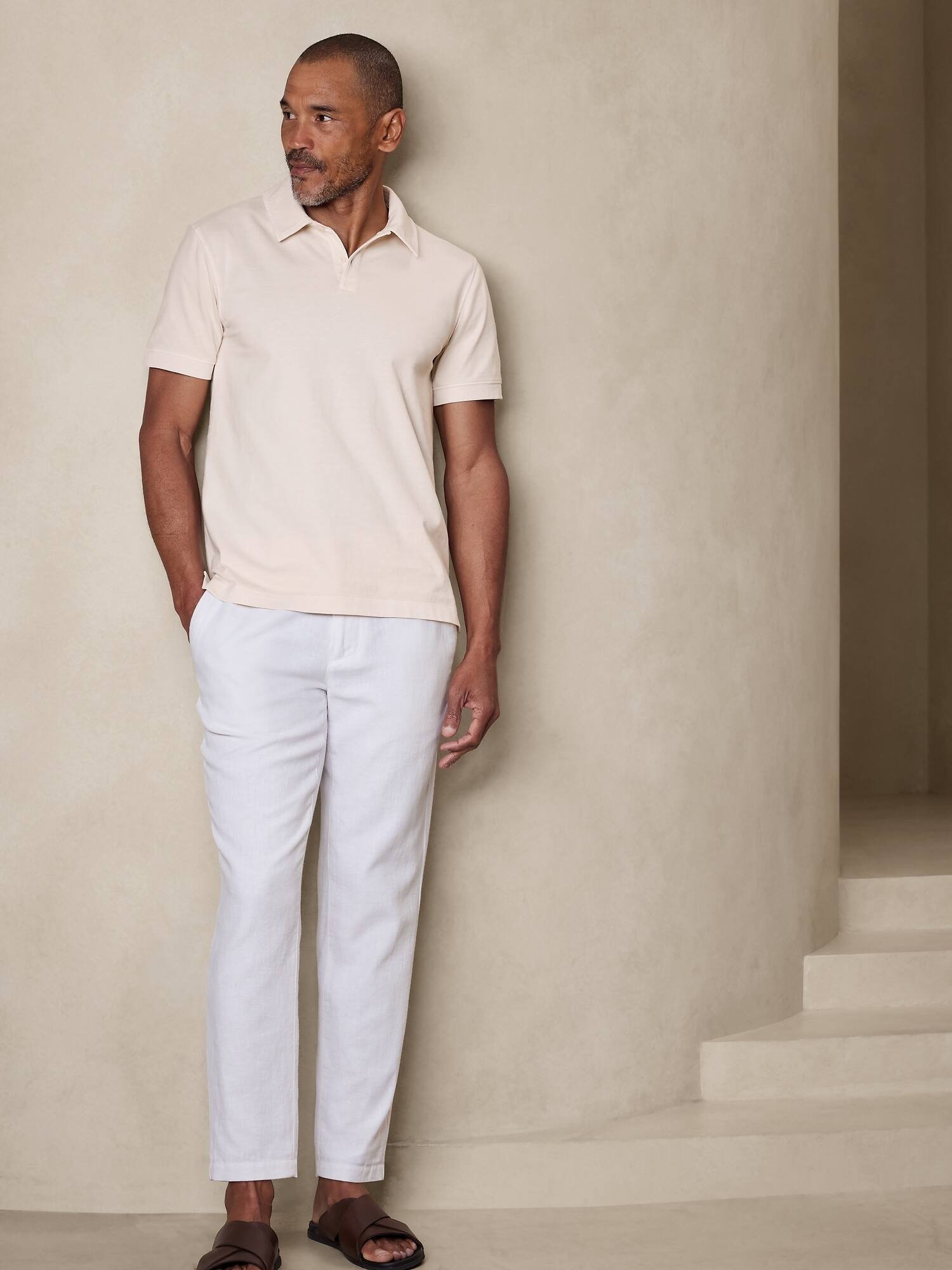 【SALE／40%OFF】BANANA REPUBLIC FACTORY STORE (M)BANANA REPUBLIC FACTORY STORE サマーウォッシュポロシャツ バナナ・リパブリック ファクトリーストアー トップス ポロシャツ ベージュ ネイビー グレーのサムネイル