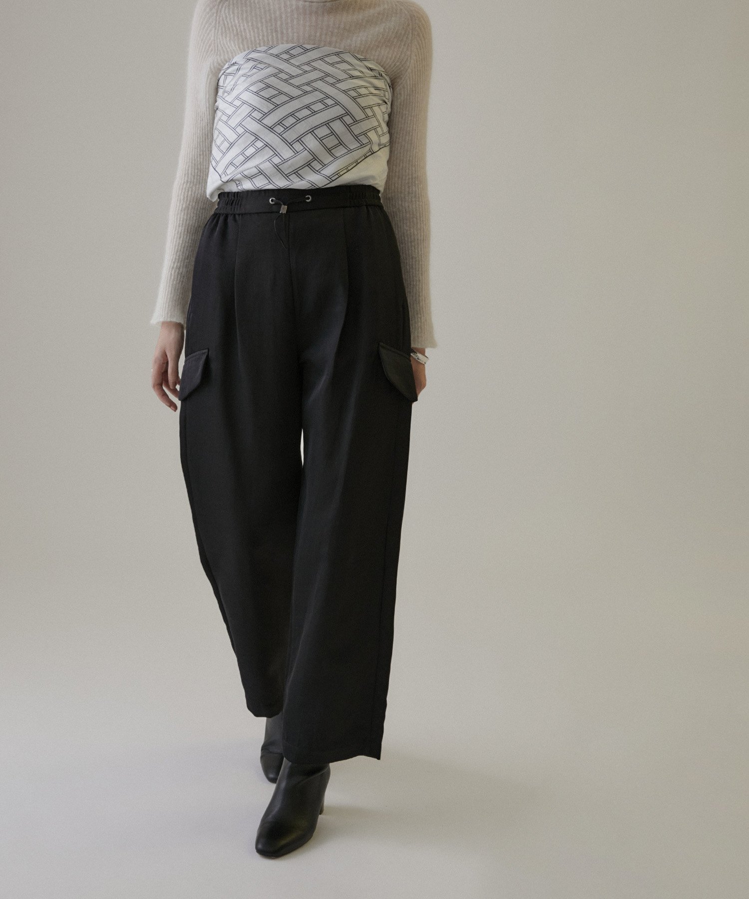 【SALE／50%OFF】SALON adam et rope' イージーカーゴパンツ【洗える】 サロン アダム エ ロペ パンツ カーゴパンツ ブラック ホワイト【送料無料】