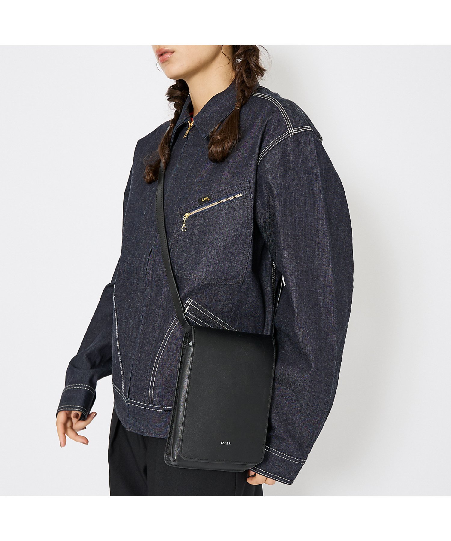【YArKA/ヤーカ】 real leather box flap should アバハウス バッグ ショルダーバッグ ブラック