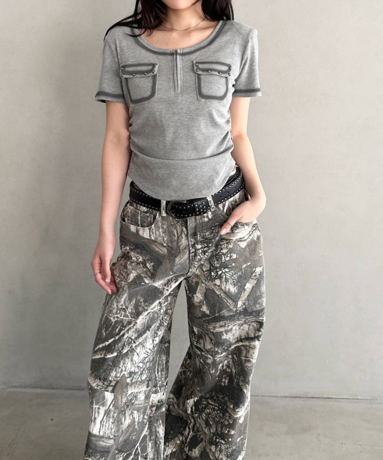 【SALE／16%OFF】Bamm リアルツリーワイドパンツ アウトフィッターラボ パンツ ジーンズ・デニムパンツ グレー【送料無料】