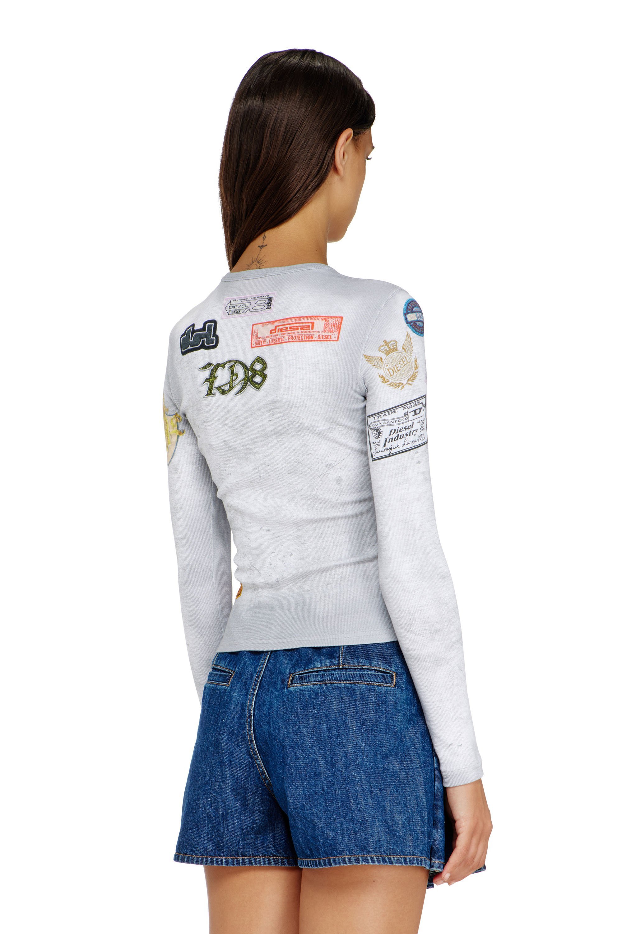 ウィメンズ 長袖Tシャツ T-ELE-LONGSLEEVE ディーゼル トップス カットソー・Tシャツ ホワイト