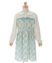 【SALE/20%OFF】axes femme kids リボン*バラ柄切替ワンピース アクシーズファム ワンピース・ドレス ワンピース ネイビー グリーン【送...