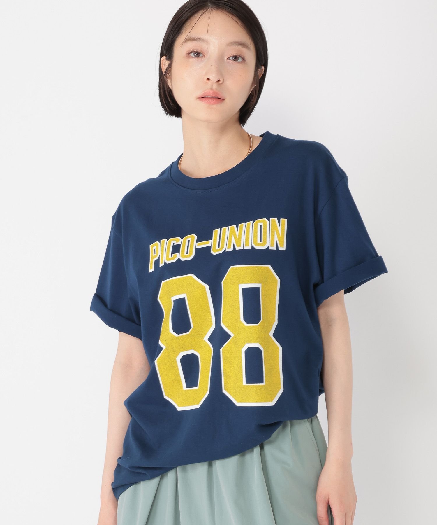 【daily CLIP】BIGナンバリングT スタディオクリップ トップス カットソー・Tシャツ ホワイト ベージュ ネイビー