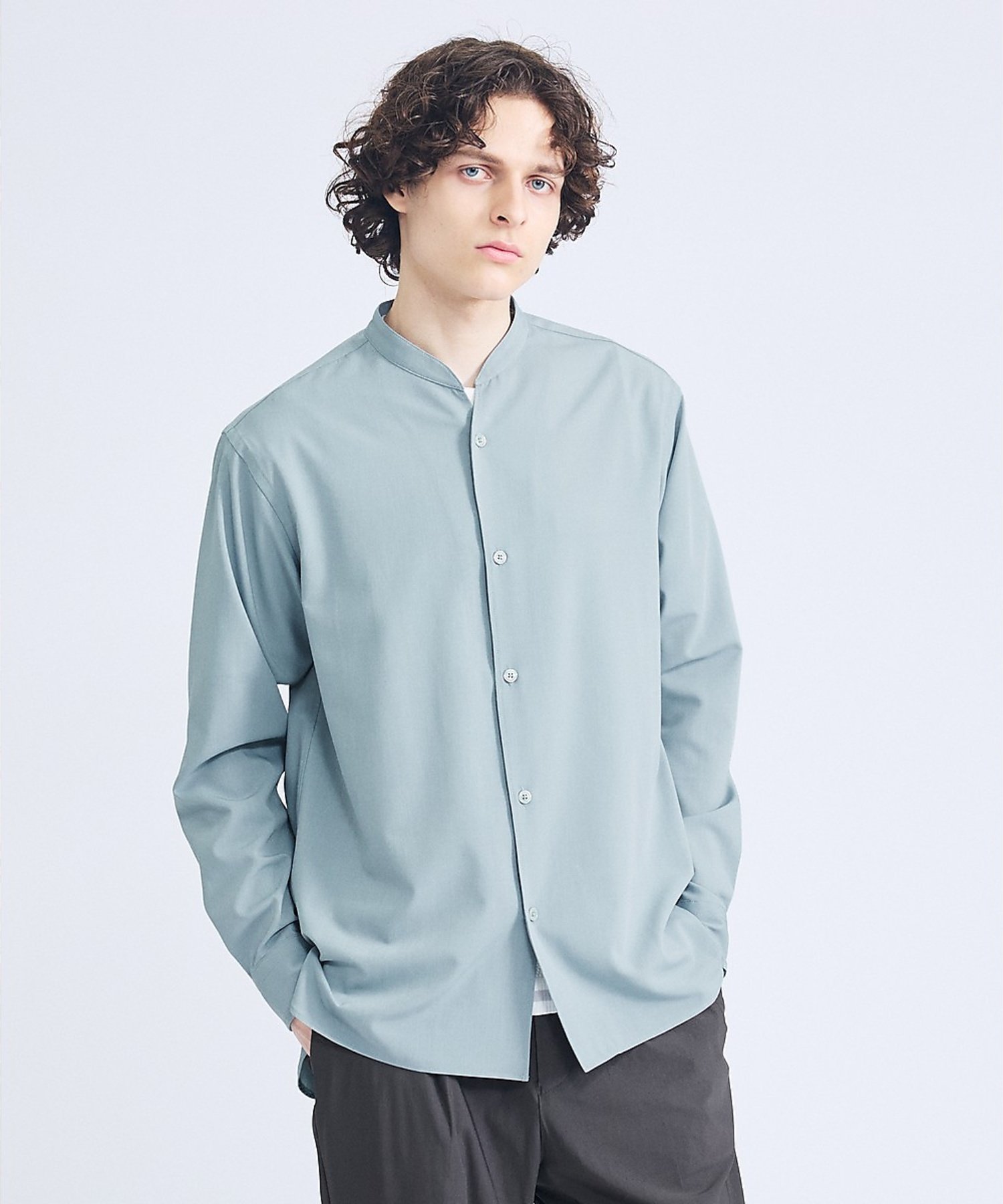 ABAHOUSE LASTWORD Vネック スキッパーシャツ / バンドカラー アバハウス トップス シャツ・ブラウス グリーン ホワイト ブラウン ネイビー【送料無料】