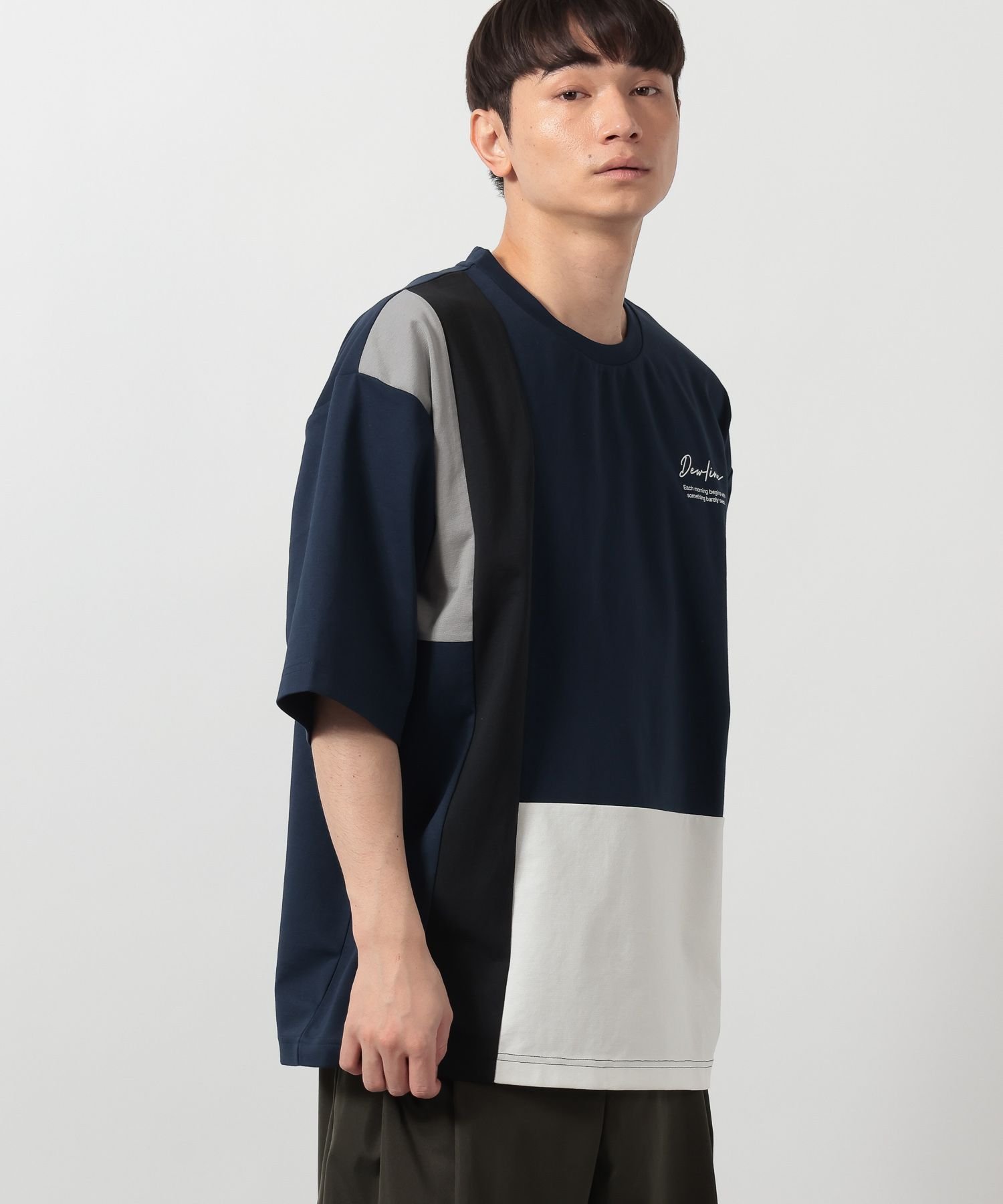 LAKOLE COLORブロックポンチT ラコレ トップス カットソー・Tシャツ ネイビー ホワイト ブラック