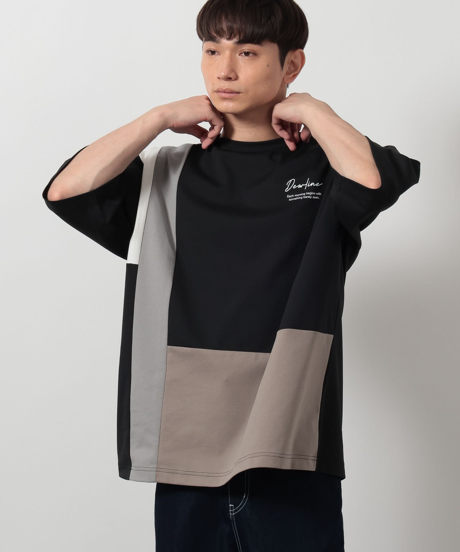 LAKOLE COLORブロックポンチT ラコレ トップス カットソー・Tシャツ ネイビー ホワイト ブラック